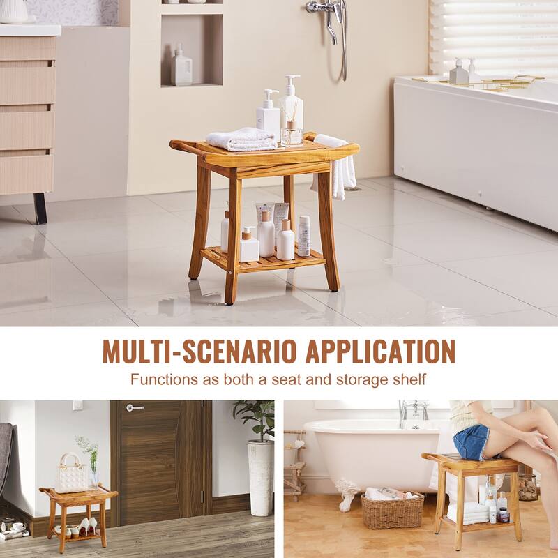 Shower Bench Waterproof Non-Slip Shower Chair Seat, for Bathroom Living Room Bedroom