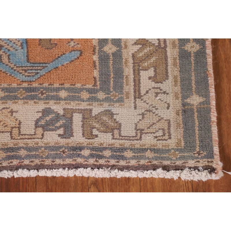 Orange Ardebil Persian Vintage Runner Rug Hand-Knotted Wool Carpet - 3'0" x 10'0"