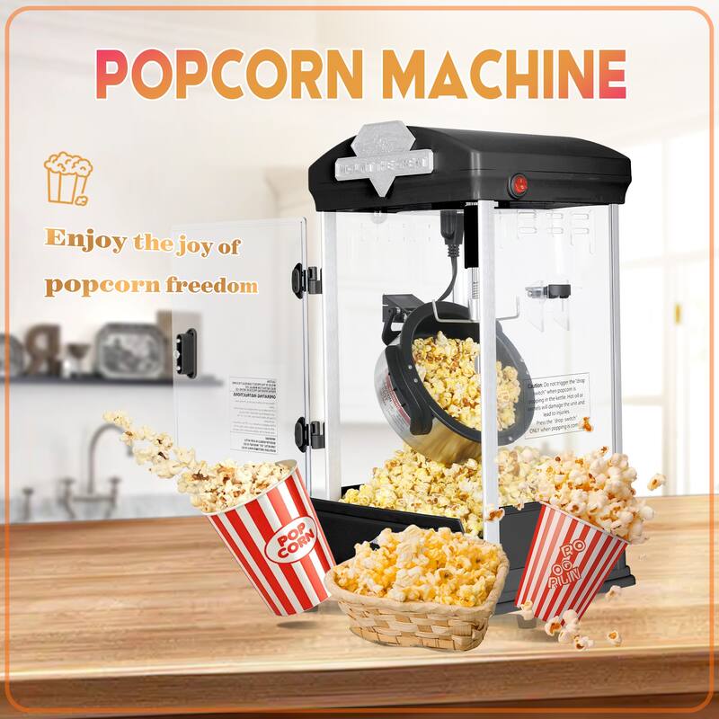 Portable Popcorn MAKER Machine, 8 Ounce Kettle Popcorn Maker , Warming Deck, Countertop Popcorn Popper