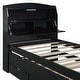 preview thumbnail 6 of 16, Twin Size Wooden LED Platform Bed with Trundle & Storage Headboard with Drawers, Espresso