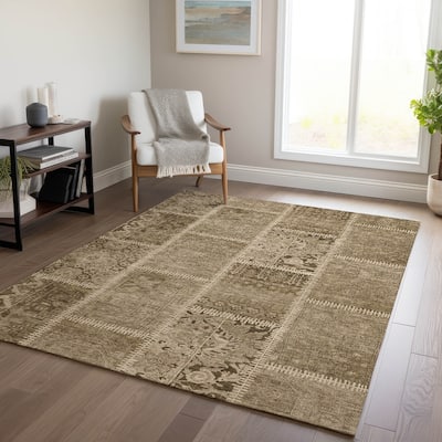 Machine Washable Indoor/ Outdoor Chantille Vintage Persian Patchwork Rug