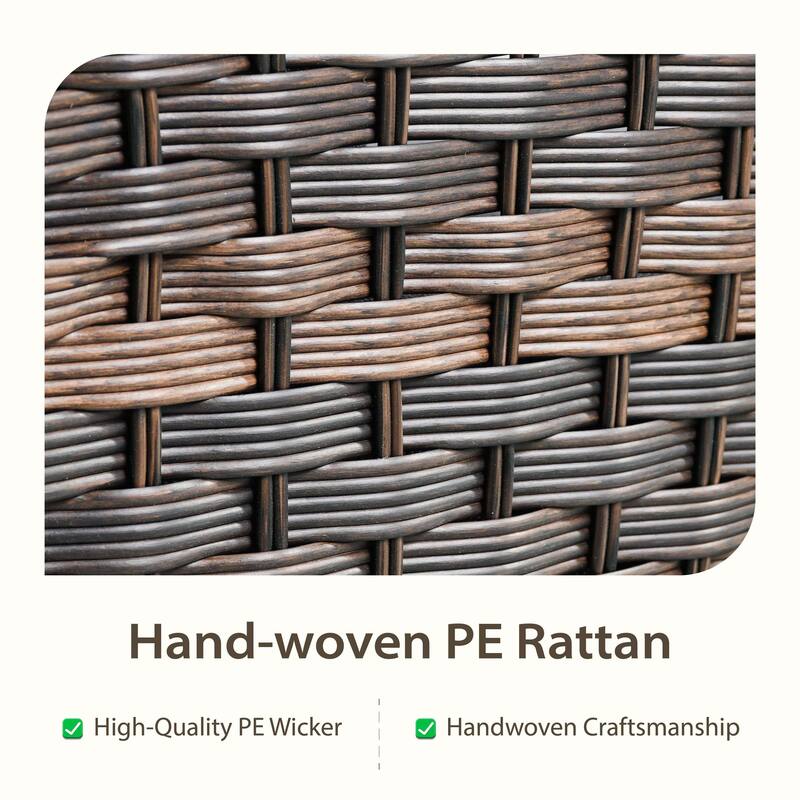 Cavira 5-Piece Outdoor Patio Brown Wicker Conversation Set with Olefin Cushions