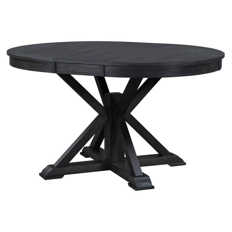 Functional Retro Extendable Solid Wood Dining Table with a 12" Leaf
