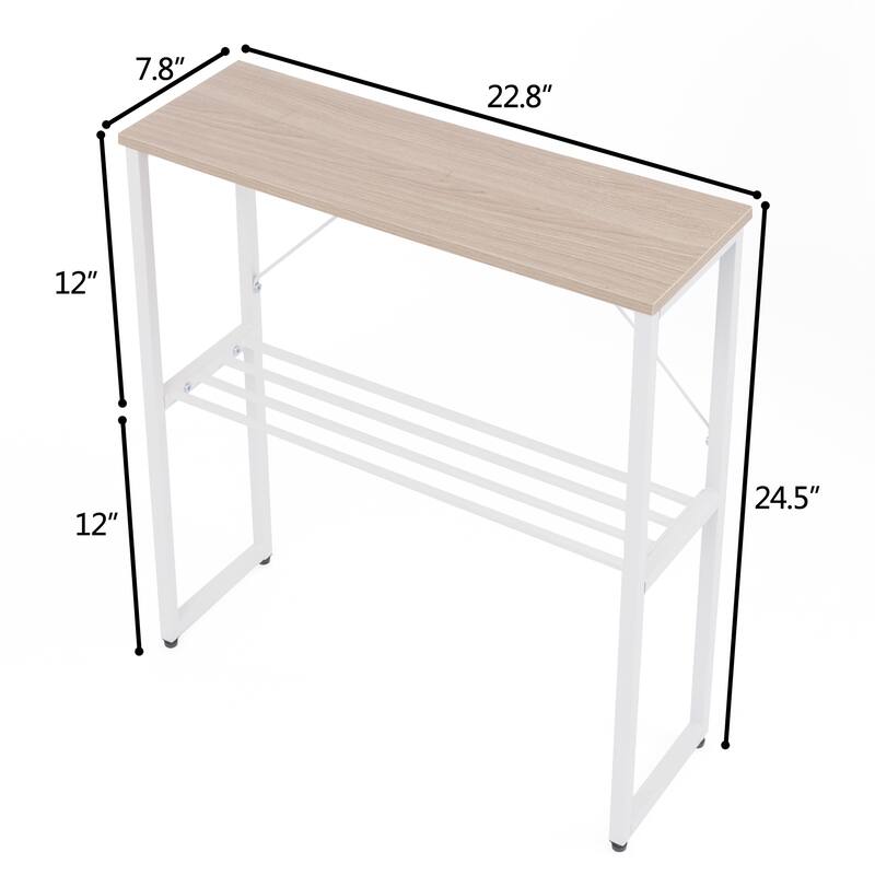 Narrow End Table with Shelf for Small Space