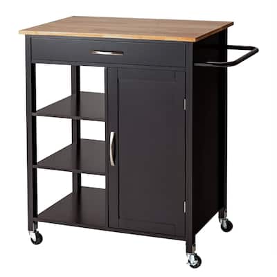 Gymax Mobile Kitchen Island Cart Serving Utility Trolley Drawer Shelf