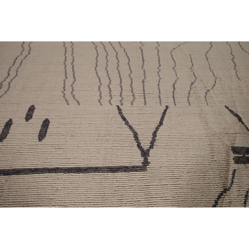 All-Over Abstract Moroccan Palace Size Area Rug Handmade Wool Carpet - 12'2"x 15'5"