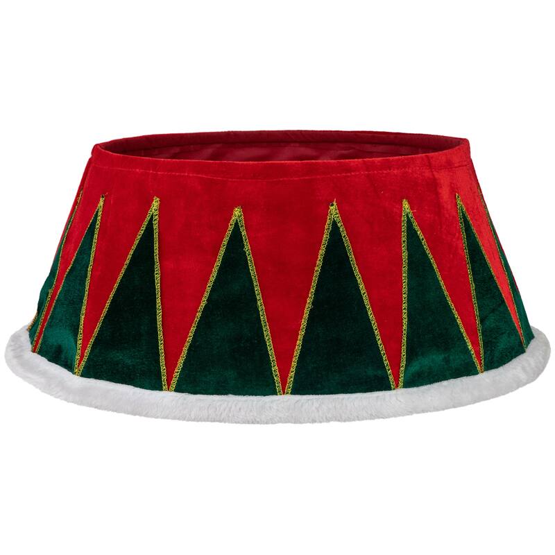 25" Red and Green Drum with White Trim Christmas Tree Collar - 25