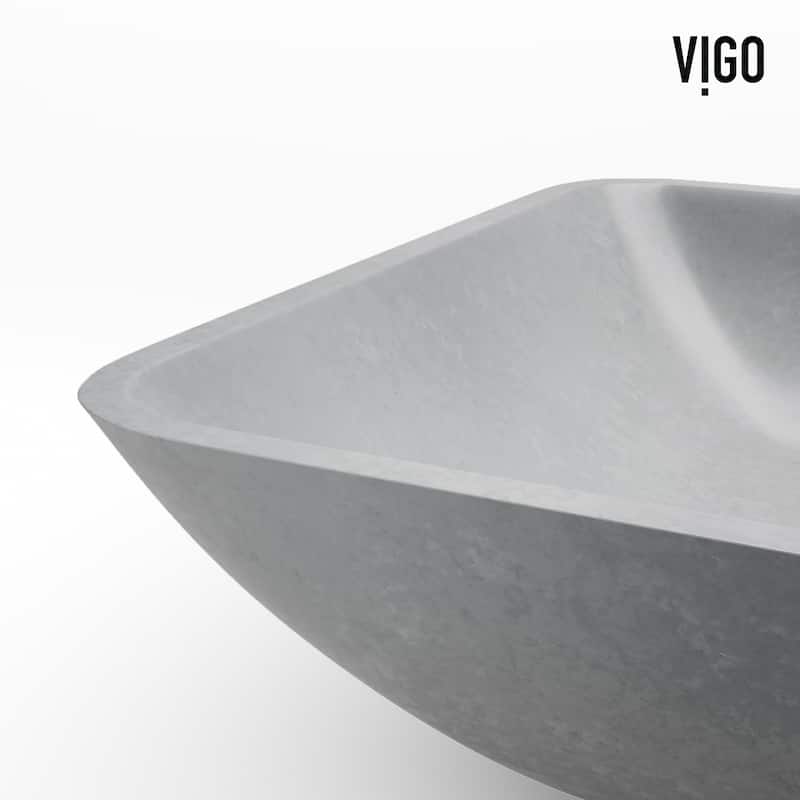 VIGO Duomo 18"L x 13"W Concrete Vessel Sink and Cass 12"H Faucet Set
