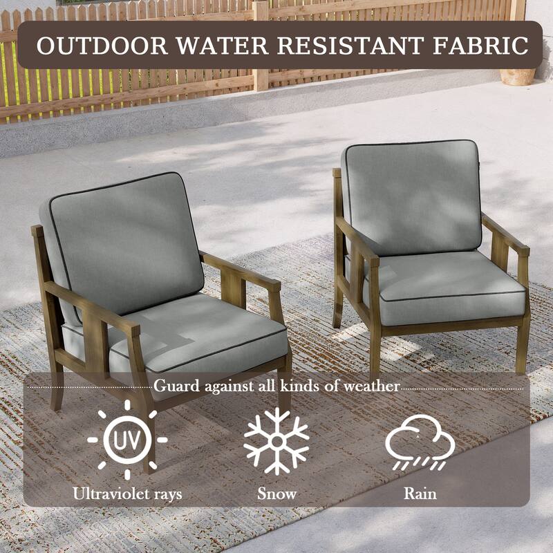 2 Set Outdoor Patio Club Chair with Cushion Patio Arm Lounge Chair