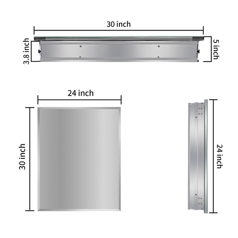 Alvana Aluminum Bathroom Medicine Cabinet with Single Door Mirror, Recessed or Wall-mounted