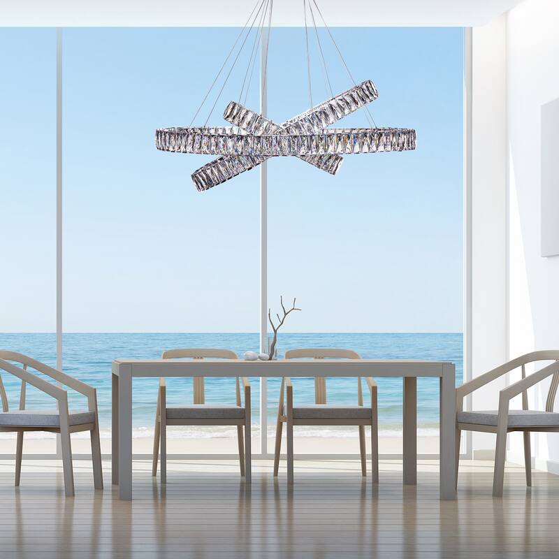 Crystal Elegance Integrated LED Chandelier - 3 Oval