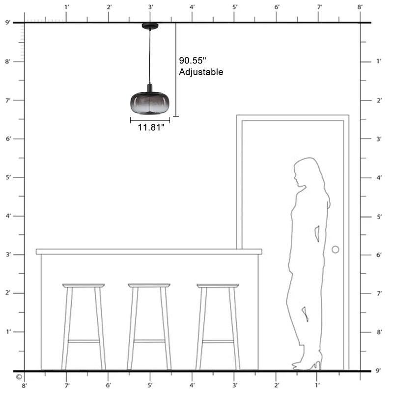 Smoke Gradient Clear Plastic LED Globe Pendant Light