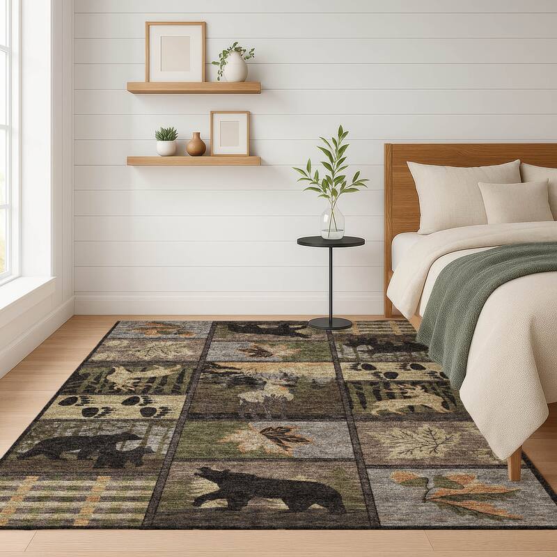 Machine Washable Indoor/ Outdoor Lodge Impressions Chantille Rug