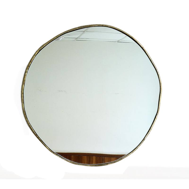 Wall Mirror w/Plain Glass Brass Antique Dia 34.50" -Brass Antique - Medium