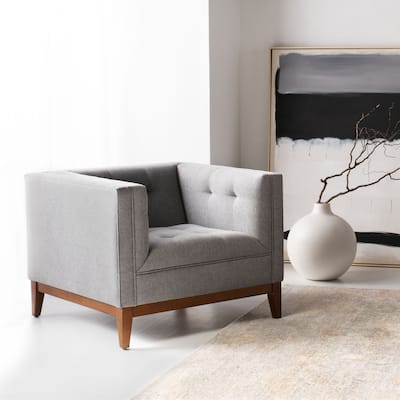 SAFAVIEH Couture Piermaria Button Tufted Arm Chair - 35Wx35Dx28H