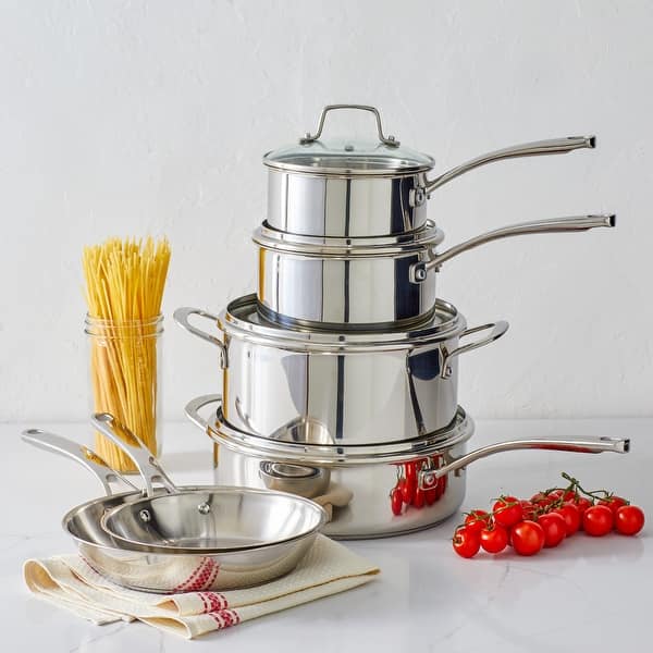 Martha Stewart Castelle 10 Piece Stainless Steel Cookware Set - Silver