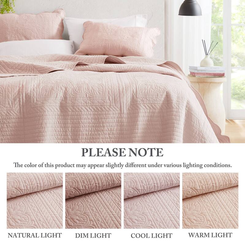 Madison Park Marino 3 Piece Reversible Scalloped Edge Quilt Set