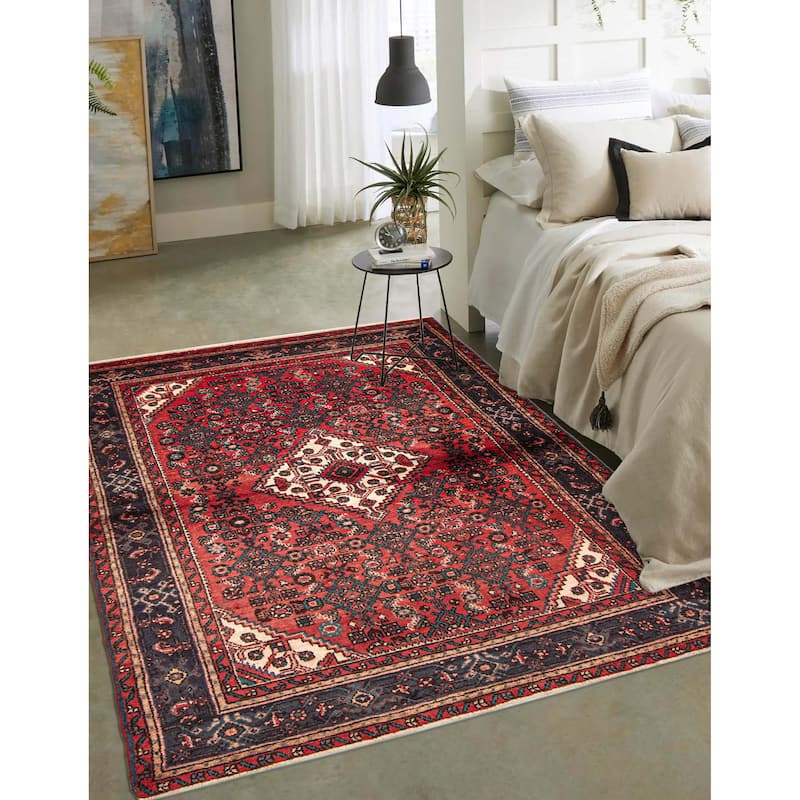 ECARPETGALLERY Hand-knotted Andelz Red Wool Rug - 4'4 x 7'4