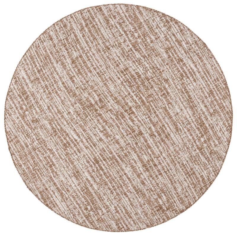 SAFAVIEH Beach House Eszti Transitional Rug - 6'7" Round - Brown/Ivory