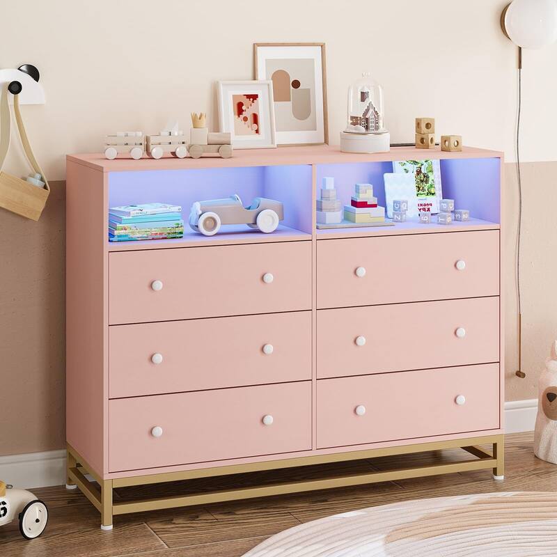 Wide Dresser for Bedroom with Charging Station