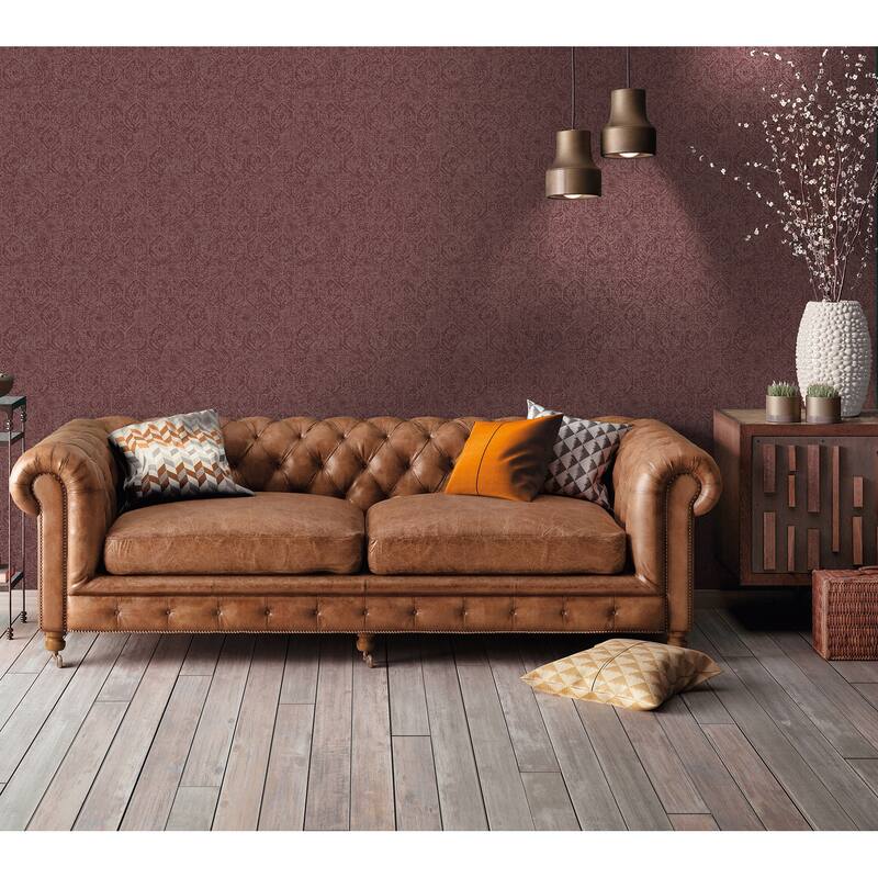 Advantage Edsel Maroon Geometric Wallpaper - 20.9in x 396in x 0.025in - 20.9in x 396in x 0.025in