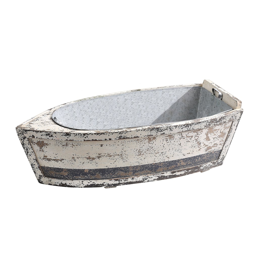 Decorative Wood Boat with Tin Insert