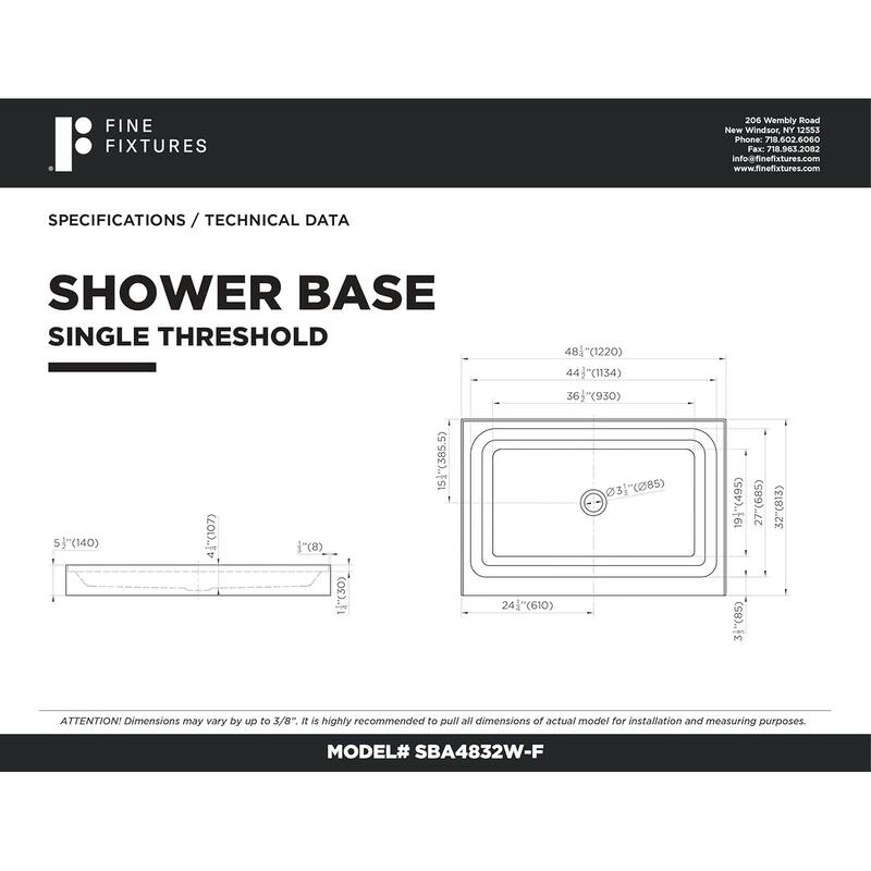 Frameless Clear Tempered Shower Glass Door with Shower Base Kit