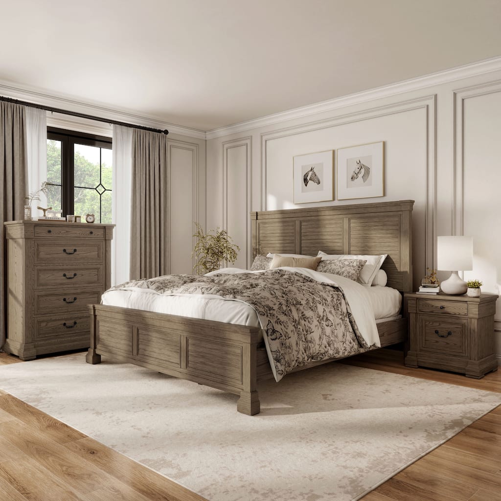 Furniture of America Wacine 3-Piece Weathered Grey Wood Panel Bedroom Set