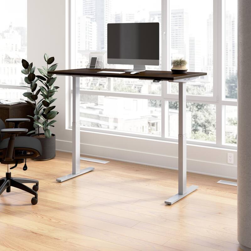 Bush Business Furniture Move 60 Series 60x30 Adjustable Standing Desk - 	Mocha Cherry/Cool Gray Metallic