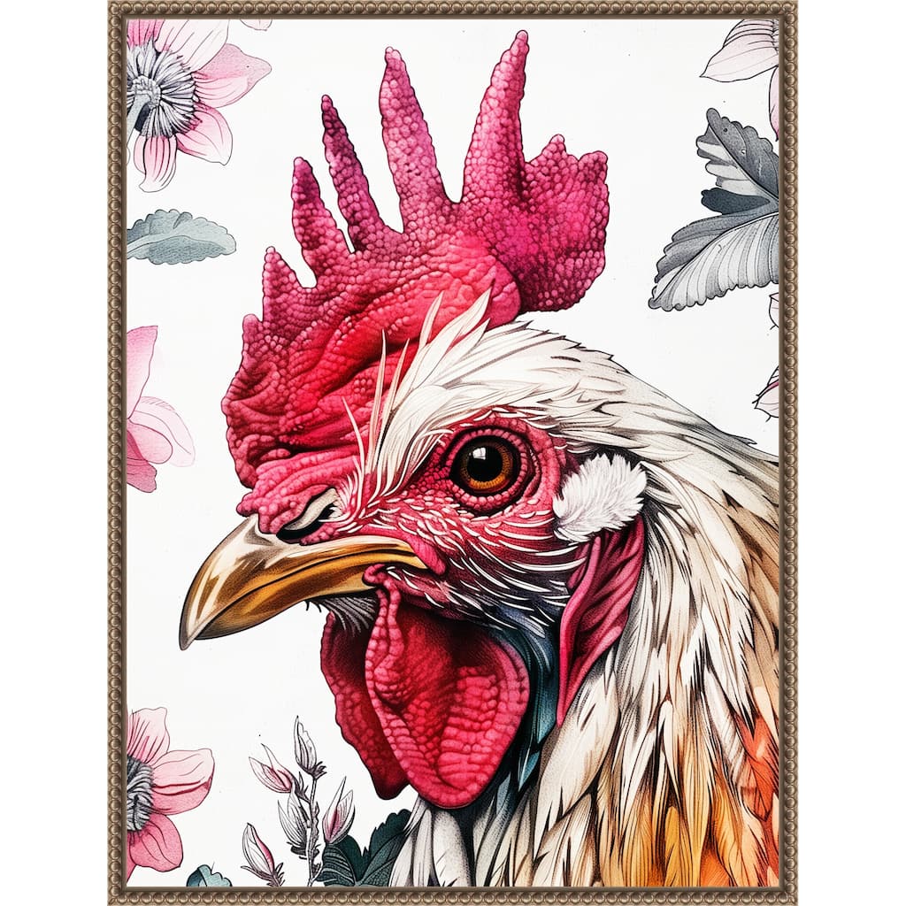 Red Rooster by Justyna Jaszke Framed Canvas Wall Art