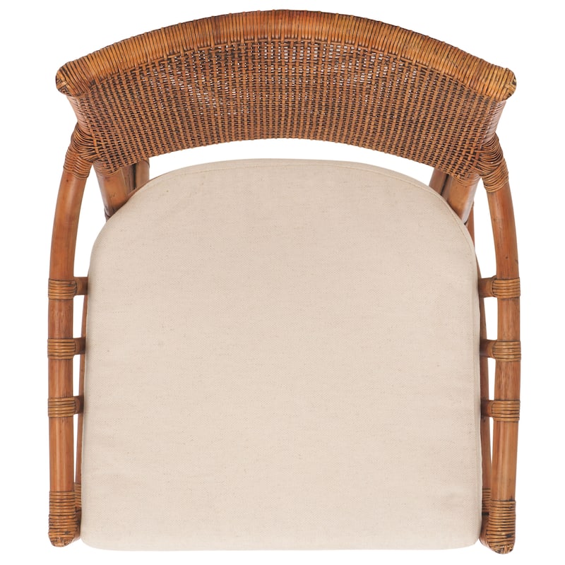 SAFAVIEH Azrielle Coastal Rattan Cushion Chair - 22" W x 24" L x 37" H - 22"W x 24"D x 37"H