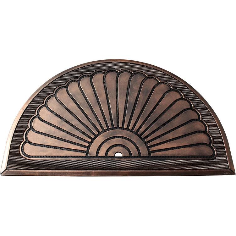 A1HC 100% Pure Rubber Front Door Mat 30”x48”, Non-Slip, Thin Profile Heavy Duty Doormat,Indoor Outdoor Sunburst Good Luck Design - Sunburst Bronze