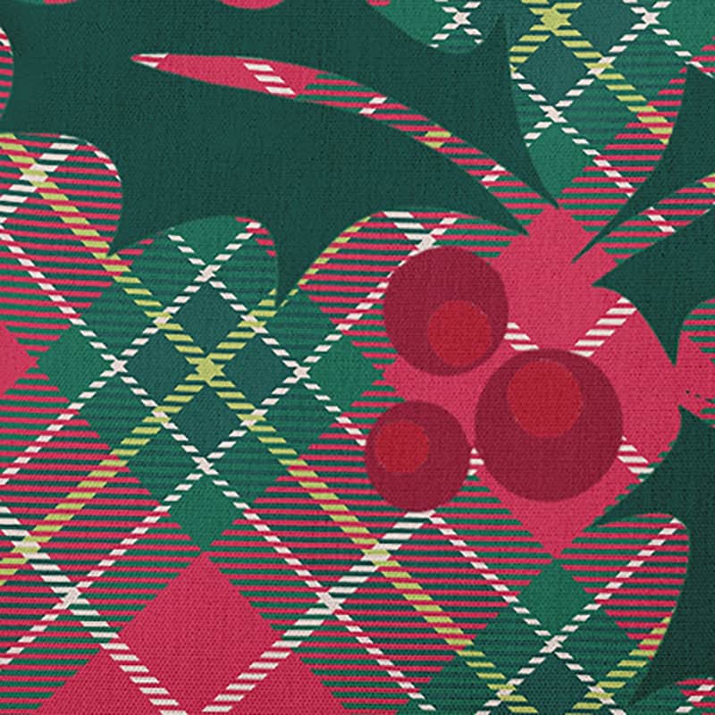 Holly on Plaid Christmas/Winter Accent Pillow