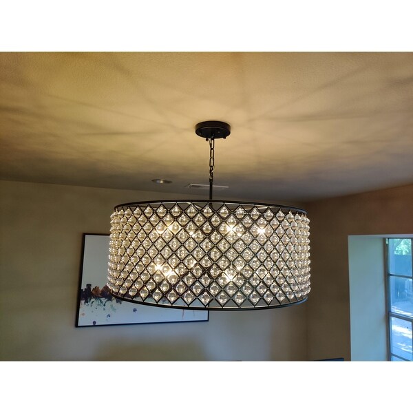 Shop Cassiel Large Black Drum Crystal Chandelier On Sale