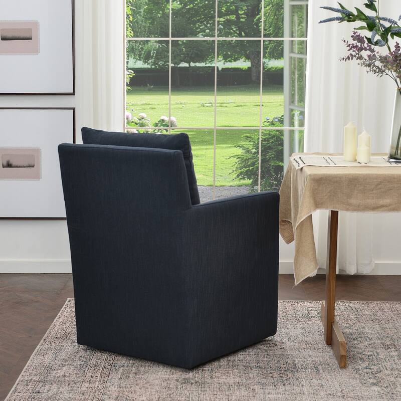 KINWELL 25" Performance Fabric Upholstered Rolling Dining Armchair