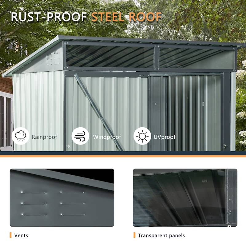 5ft x 3ft Outdoor Metal Storage Shed Transparent Plate