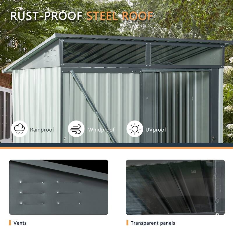 Outdoor Storage Sheds, 5ftx3ft Outdoor Storage Cabinet, Waterproof Garden Shed with Door & Lock, Small shed, Lean to