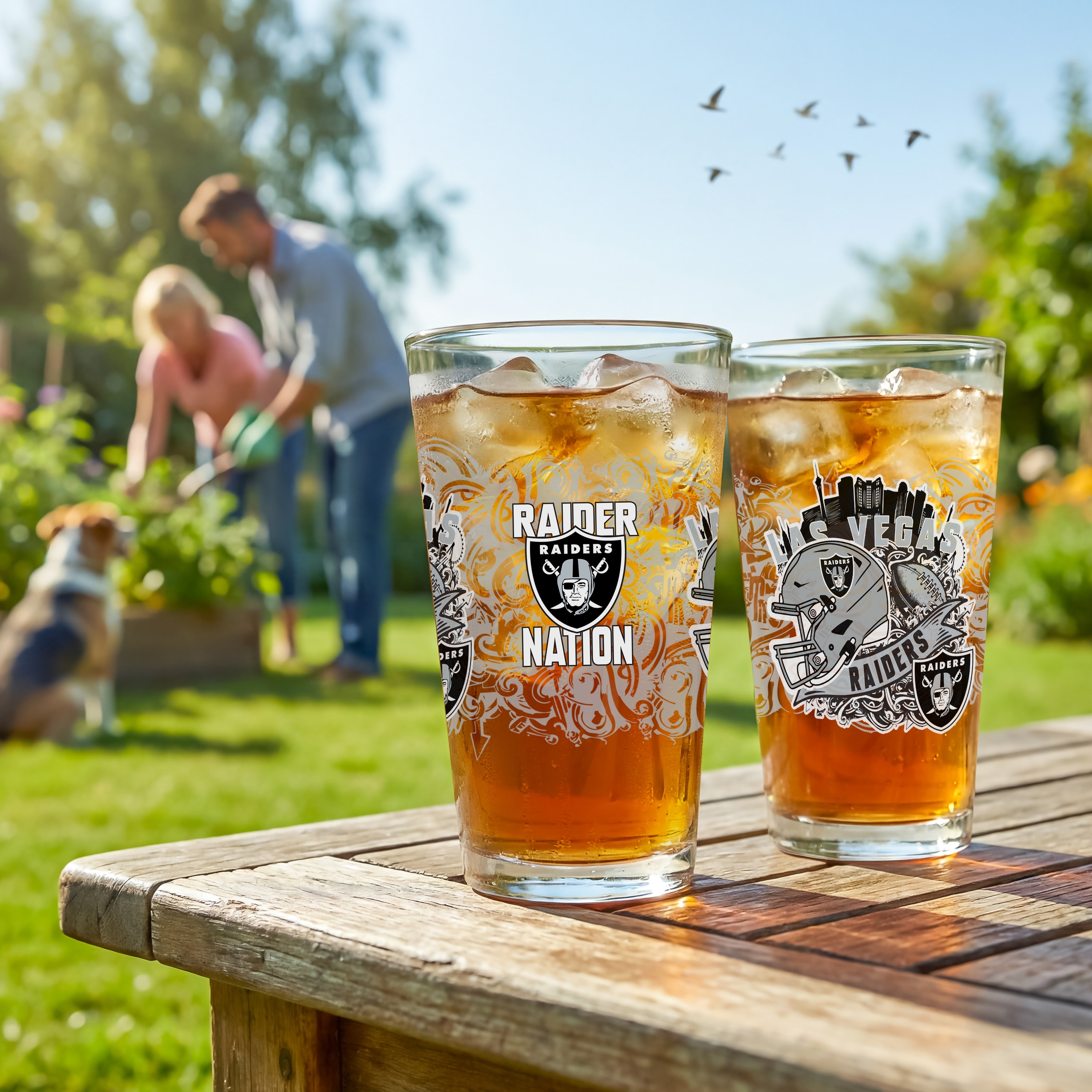 LAS VEGAS RAIDERS 16 oz Pint Glasses, Set of 2 - 16 oz