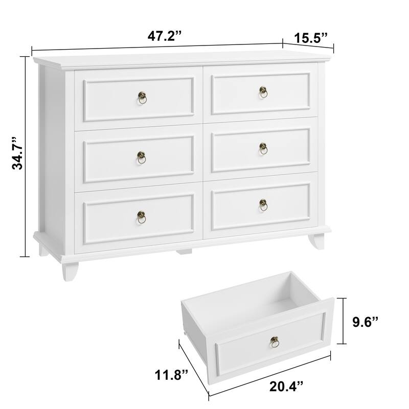 6-Drawer Double Dresser Traditional