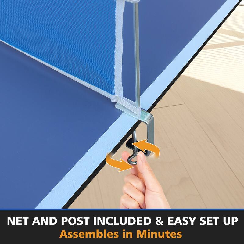 Roomfitters 8ft Blue Mid-Size Ping Pong Conversion Top, Foldable & Portable Table Tennis Top for Indoor Games