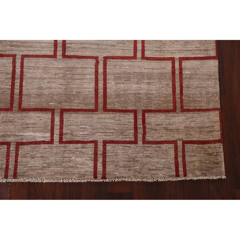 Geometric Modern Gabbeh Kashkoli Oriental Wool Area Rug Hand-knotted - 5'4" x 7'6"