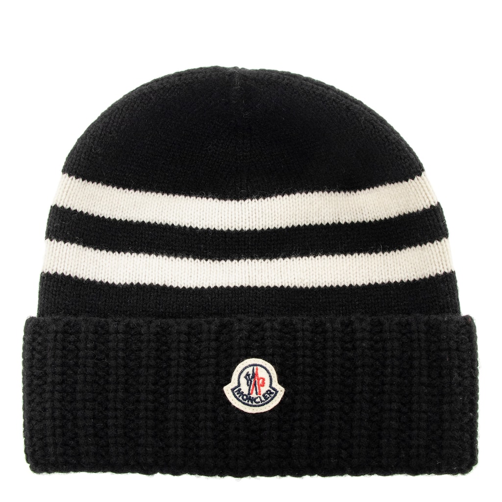 Moncler Cashmere Wool Striped Beanie