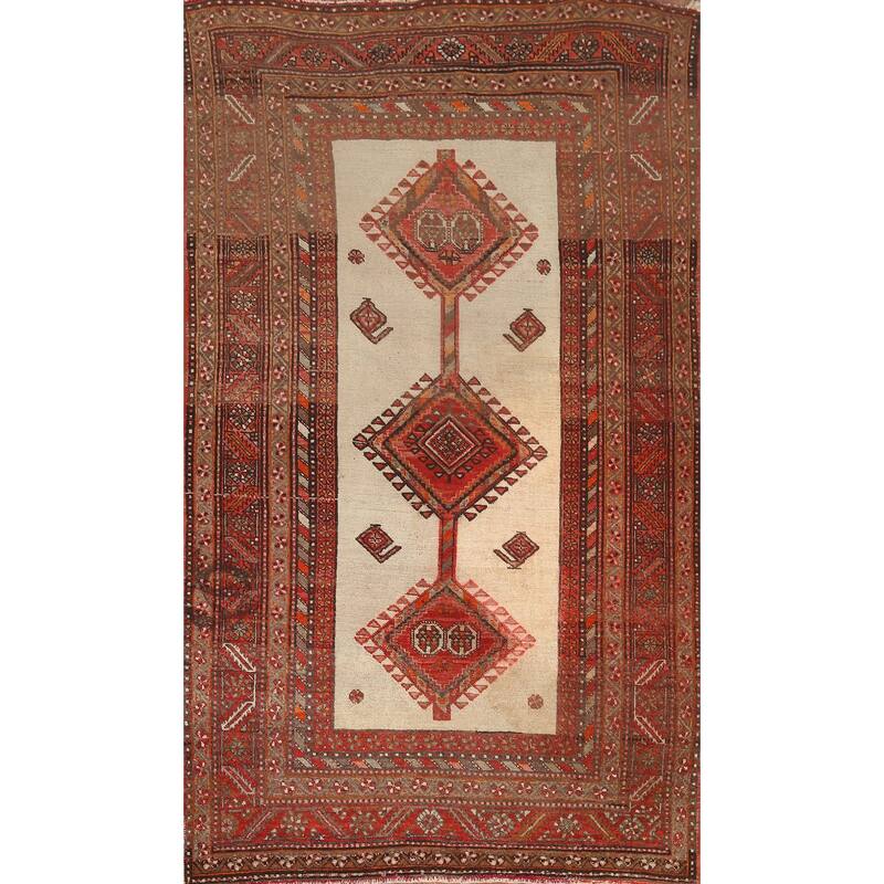 Malayer Vegetable Dye Persian Rug Hand-knotted Wool Carpet - 4'2" x 6'8"