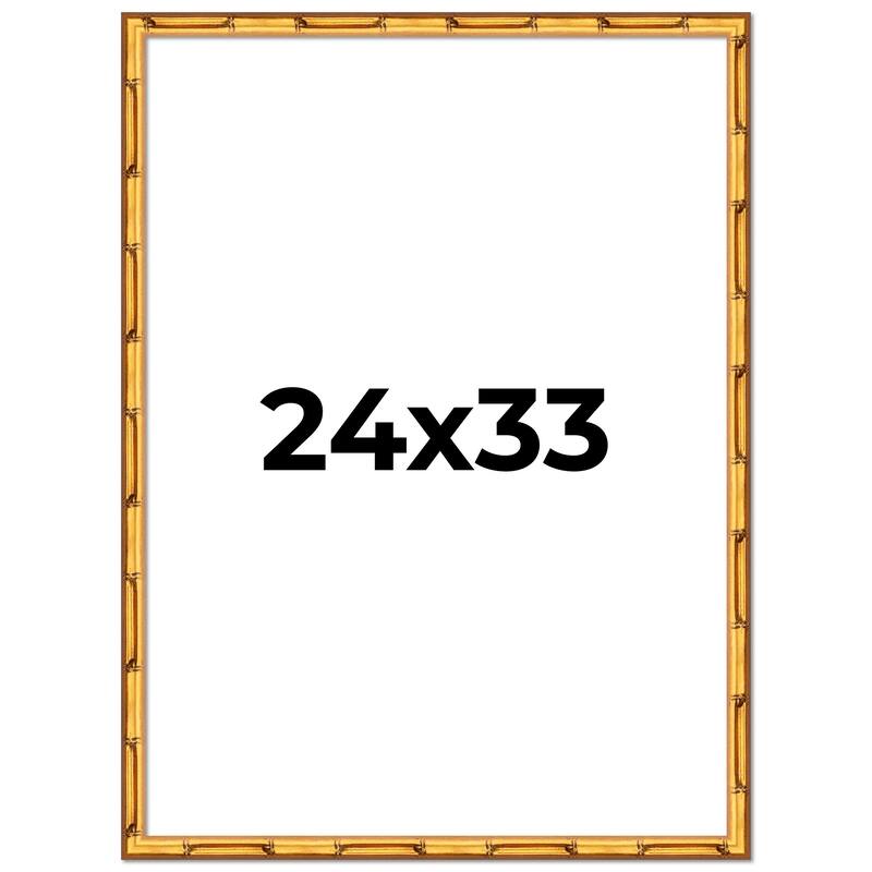 24x33 Frame Gold Bamboo Picture Frame Modern Photo Frame Includes UV Acrylic Shatter Guard Front Acid Free Foam Backing Board
