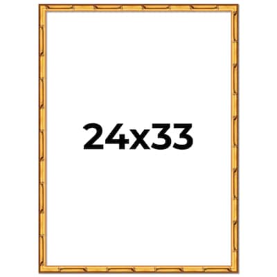 24x33 Frame Gold Bamboo Picture Frame Modern Photo Frame Includes UV Acrylic Shatter Guard Front Acid Free Foam Backing Board