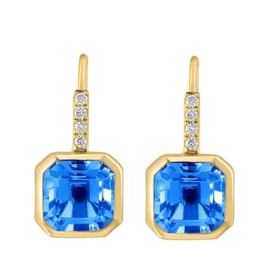 EFFY 14K Yellow Gold Diamond,Blue Topaz Earrings