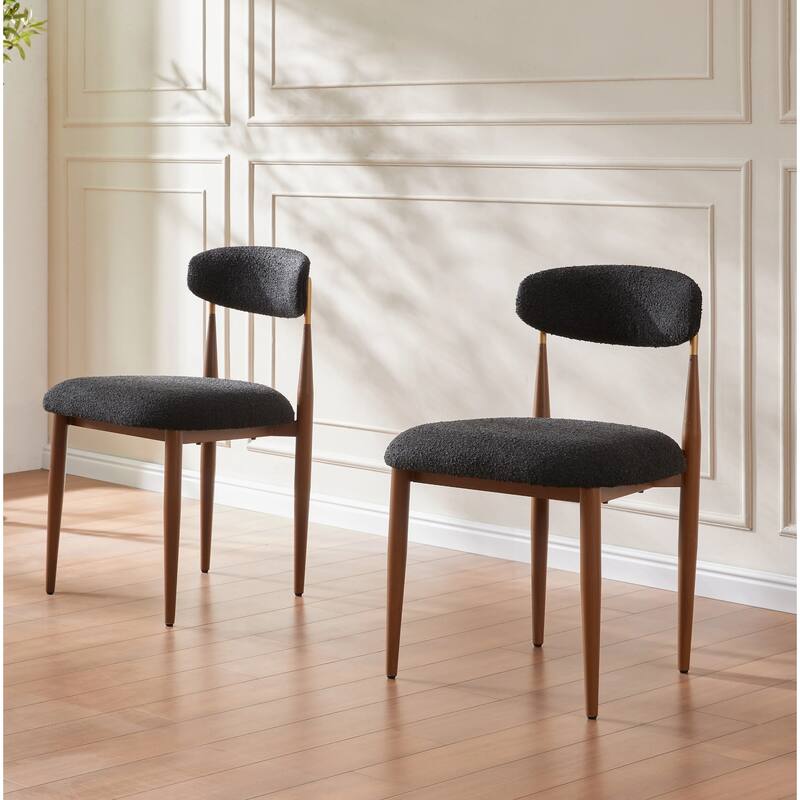 Modern Round Dining Table Set with Upholstered Armless Chairs, 3-Piece Mid-Century Kitchen Table Set