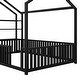 preview thumbnail 20 of 19, Metal House Bed with Fence and Detachable Storage Shelves