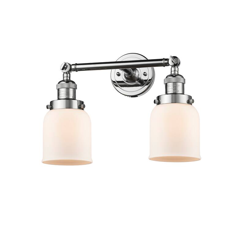 Innovations Lighting Small Bell 2 Light 15" Wide Bathroom Vanity Light - Polished Chrome / Matte White Cased