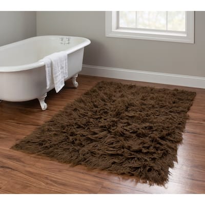 Cocoa Flokati Thick Wool Area Rug (3'6" x 5'6") - 3'6" x 5'6"